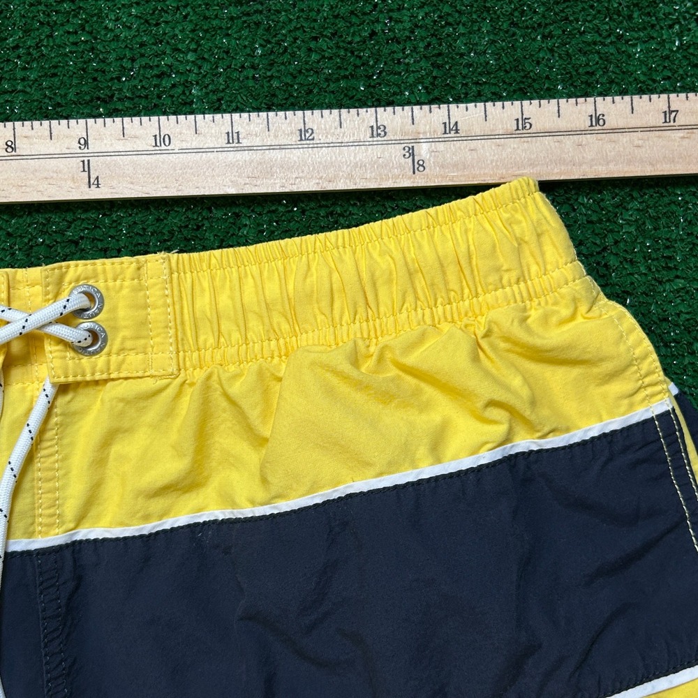 Vintage 90s Nautica Swim Trunks Men Med Yellow Navy Colorblock Cargo Mesh Lined - Picture 7 of 10